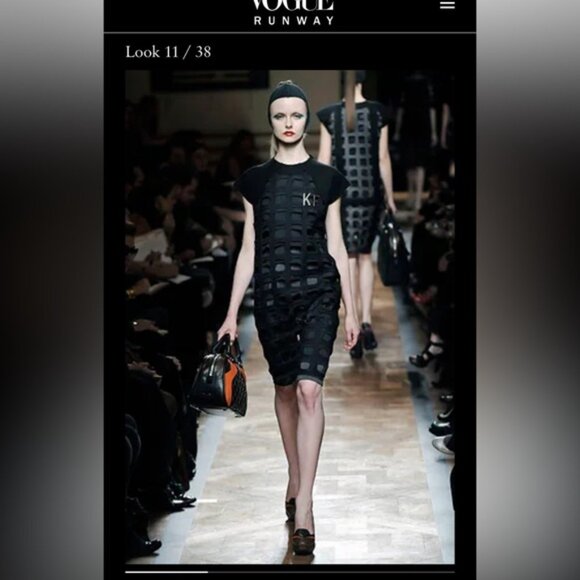 Miu Miu Runway Rare Cut Out Shift Dress Eyelet Embroidered Wool Blend Minimalist - Picture 10 of 16